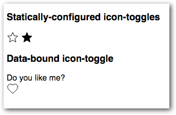 Demo showing icon toggles with star and heart icons